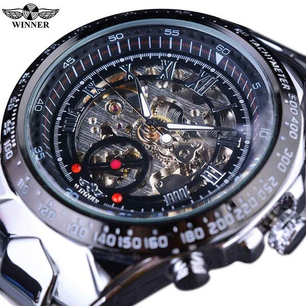 Winner Sport Design Bezel Golden Mechanical Watch