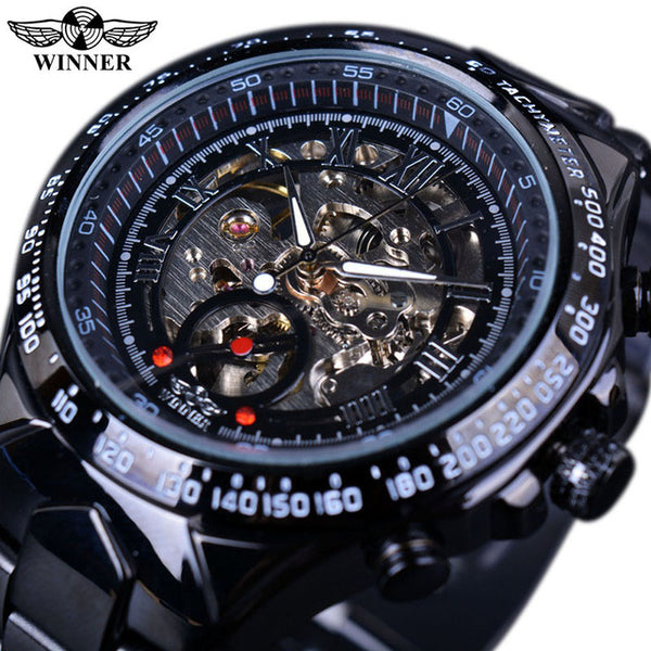 Winner Sport Design Bezel Golden Mechanical Watch