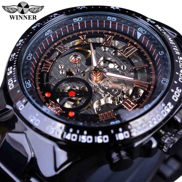 Winner Sport Design Bezel Golden Mechanical Watch