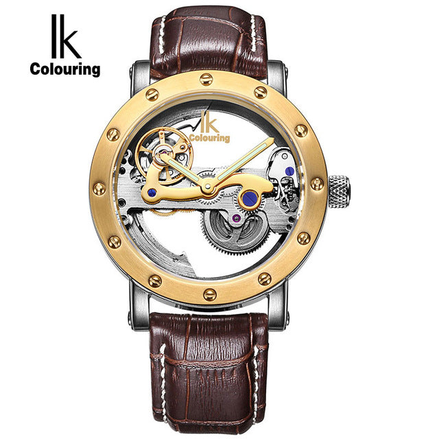 IK Colouring Hollow Skeleton Automatic Full Steel Mechanical Watch