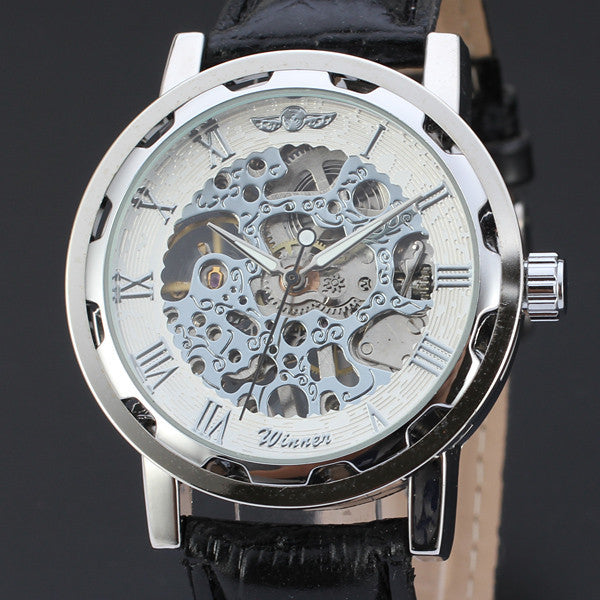 Luxury Unique Mechanical Watch with Leather Strap