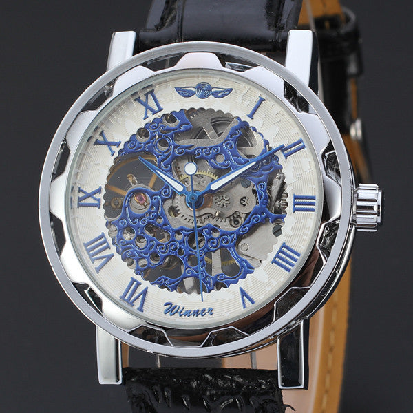 Luxury Unique Mechanical Watch with Leather Strap