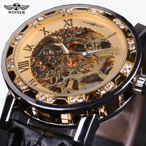 Heren Horloge Elegant Skeleton Mechanical Watch