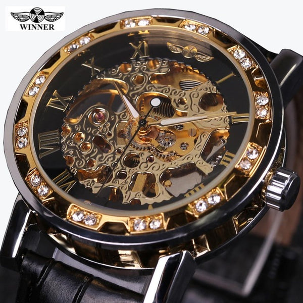 Heren Horloge Elegant Skeleton Mechanical Watch