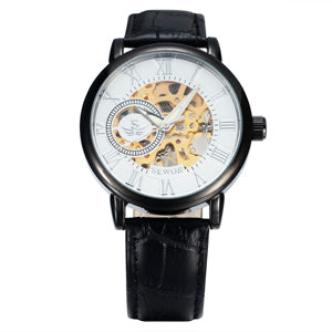 SEWOR Luxury Skeleton Mechanical Watch with Leather Strap