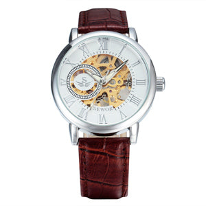 SEWOR Luxury Skeleton Mechanical Watch with Leather Strap