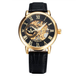 SEWOR Luxury Skeleton Mechanical Watch with Leather Strap