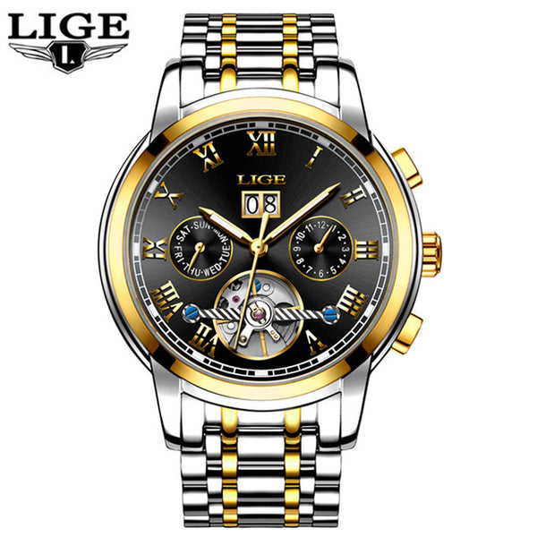 LIGE Mens Mechanical Watch Men