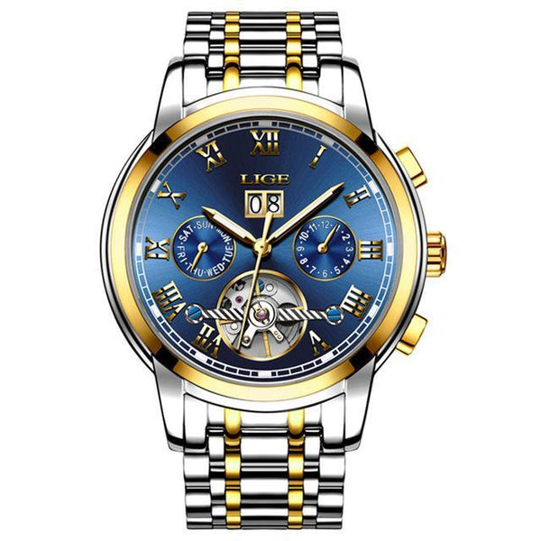 LIGE Mens Mechanical Watch Men