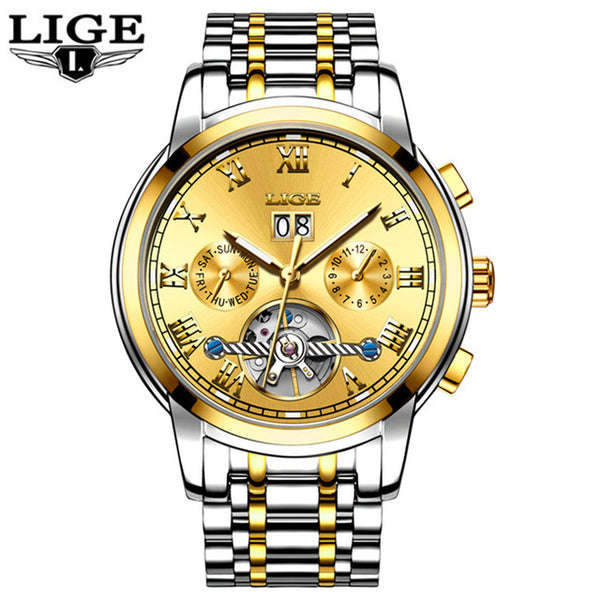 LIGE Mens Mechanical Watch Men