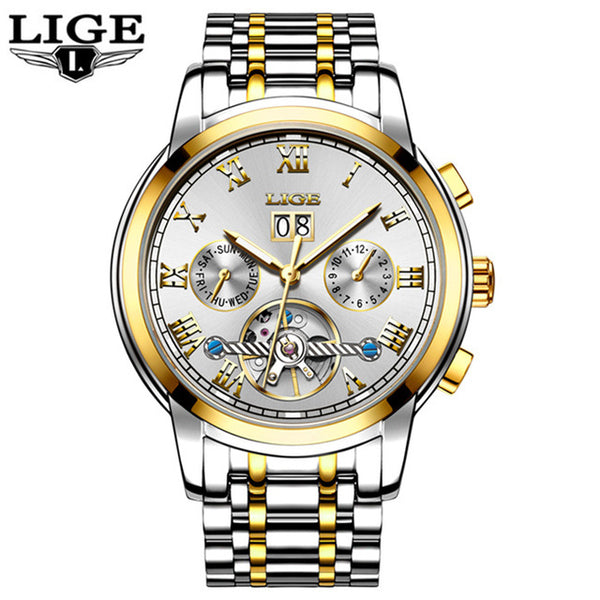 LIGE Mens Mechanical Watch Men