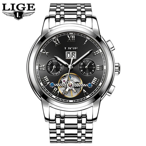 LIGE Mens Mechanical Watch Men