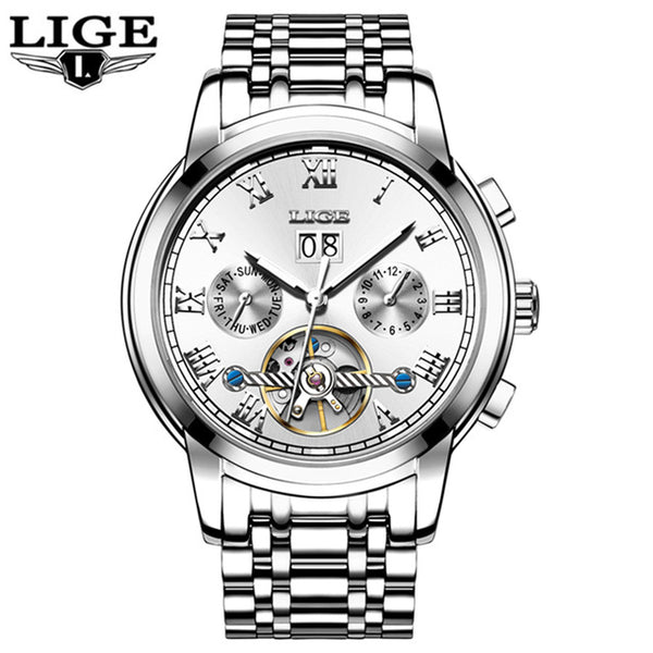 LIGE Mens Mechanical Watch Men