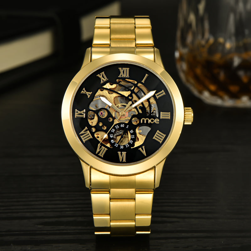 MCE Luxury Golden Black Mechanical Watch