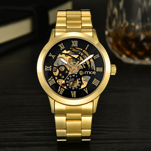 MCE Luxury Golden Black Mechanical Watch