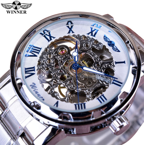 Winner Lavish Classic Design Mechanical Watch with Transparent Case