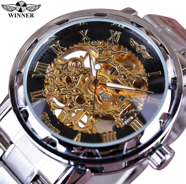 Winner Lavish Classic Design Mechanical Watch with Transparent Case