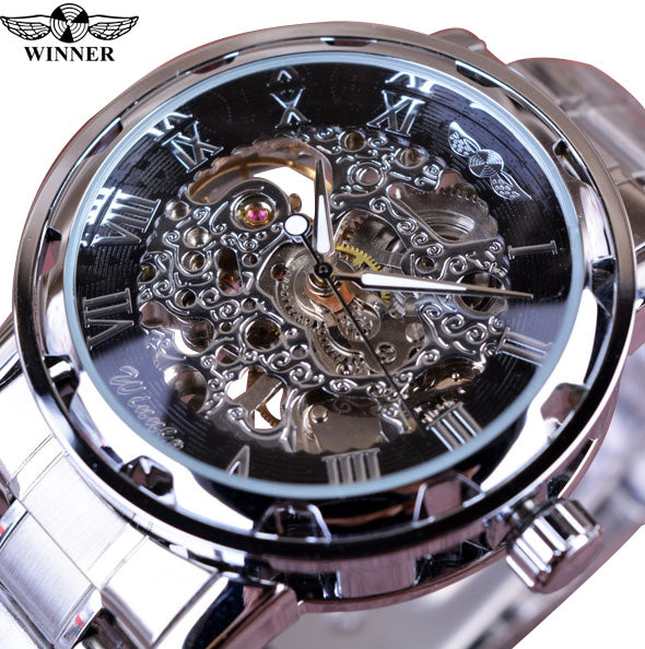 Winner Lavish Classic Design Mechanical Watch with Transparent Case