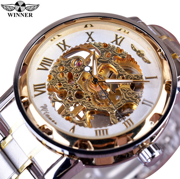 Winner Lavish Classic Design Mechanical Watch with Transparent Case