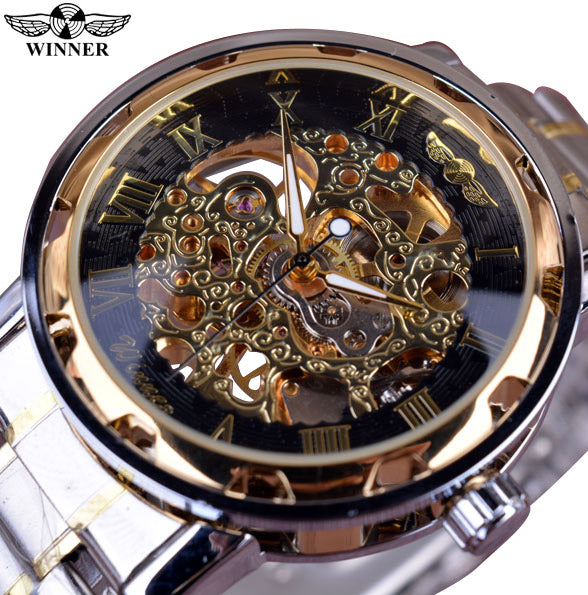 Winner Lavish Classic Design Mechanical Watch with Transparent Case