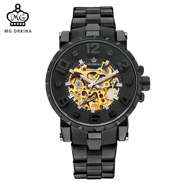 MG. ORKINA Men Wristwatch with Golden Skeleton