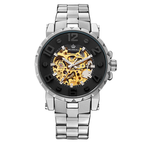 MG. ORKINA Men Wristwatch with Golden Skeleton