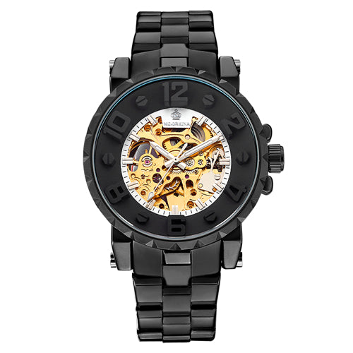 MG. ORKINA Men Wristwatch with Golden Skeleton