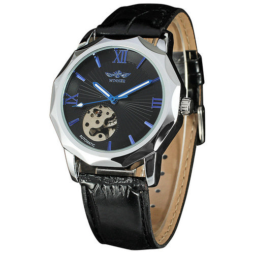 Winner Blue Exotic Design Automatic Mechanical Watch