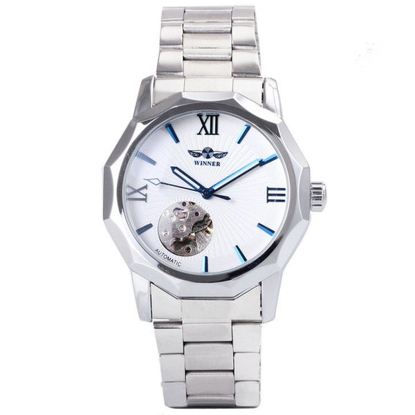 Winner Blue Exotic Design Automatic Mechanical Watch