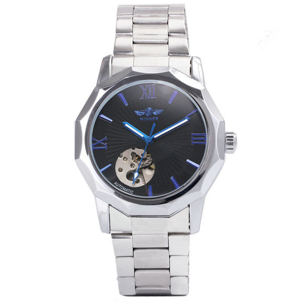 Winner Blue Exotic Design Automatic Mechanical Watch