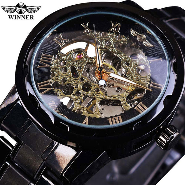 Winner Lavish Classic Design Mechanical Watch with Transparent Case