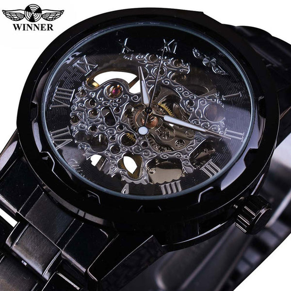 Winner Lavish Classic Design Mechanical Watch with Transparent Case