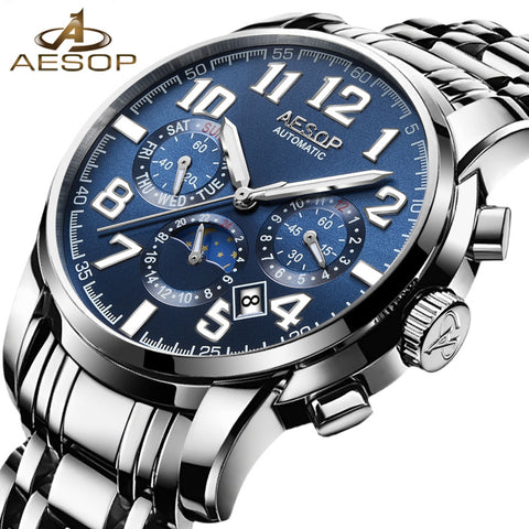 AESOP Automatic Stainless Steel Mechanical Wristwatch Shock Proof