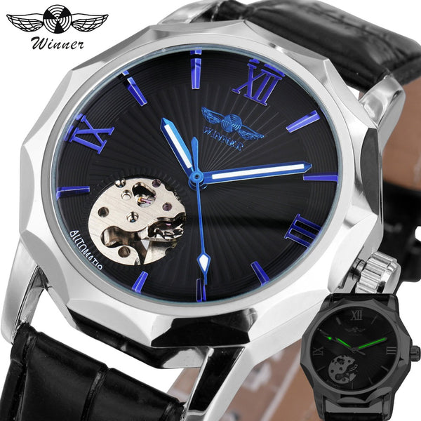 Winner Blue Exotic Design Automatic Mechanical Watch