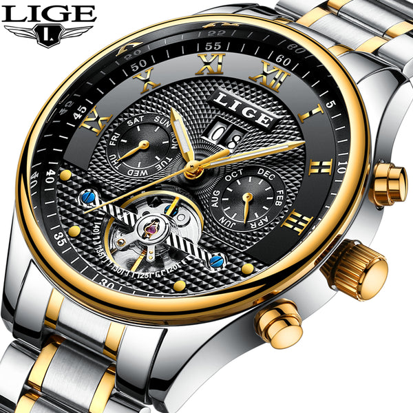 LIGE Men's Automatic Waterproof Mechanical Watch