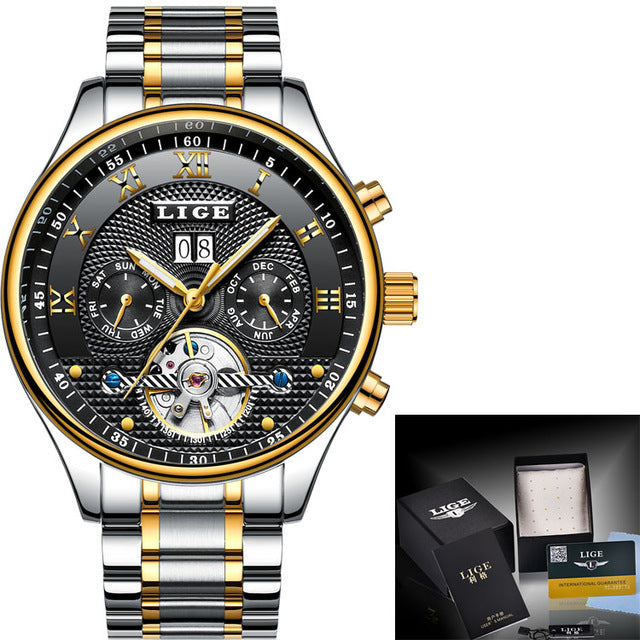 LIGE Men's Automatic Waterproof Mechanical Watch