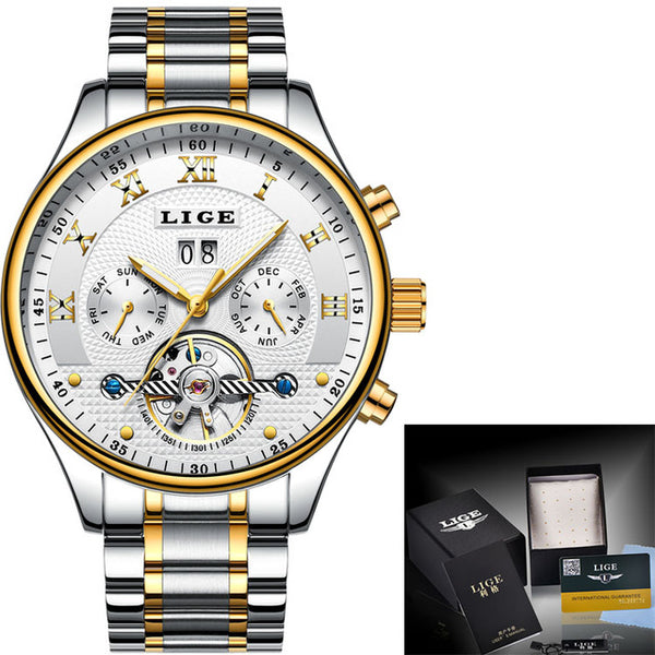 LIGE Men's Automatic Waterproof Mechanical Watch