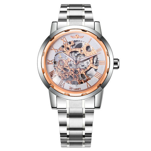 WINNER Fashionable Luxury Full Steel Mechanical Watch