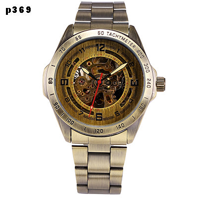 Casual Antique Automatic Mechanical Watch with Leather Strap