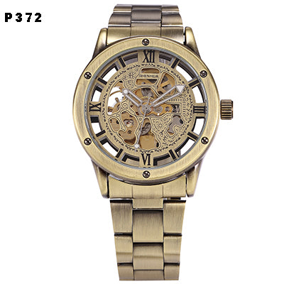 Casual Antique Automatic Mechanical Watch with Leather Strap