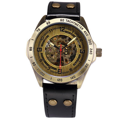 SHENHUA Retro Style Bronze Skeleton Wristwatch