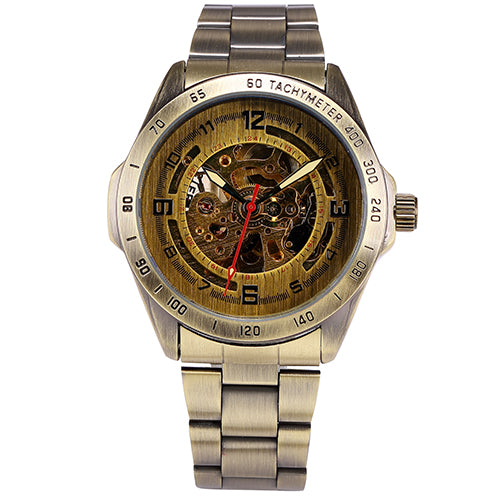 SHENHUA Retro Style Bronze Skeleton Wristwatch