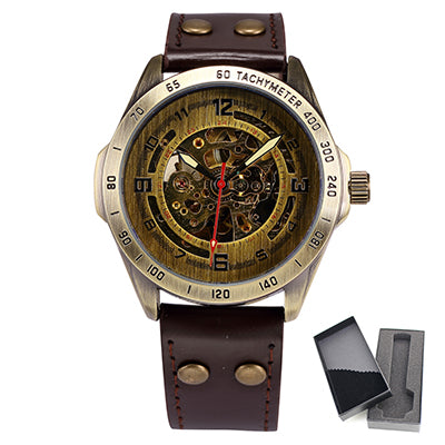 SHENHUA Retro Style Bronze Skeleton Wristwatch