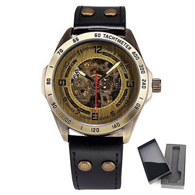 SHENHUA Retro Style Bronze Skeleton Wristwatch