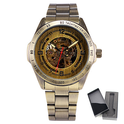 SHENHUA Retro Style Bronze Skeleton Wristwatch