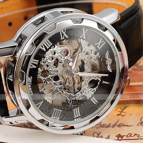 Luxury Unique Mechanical Watch with Leather Strap