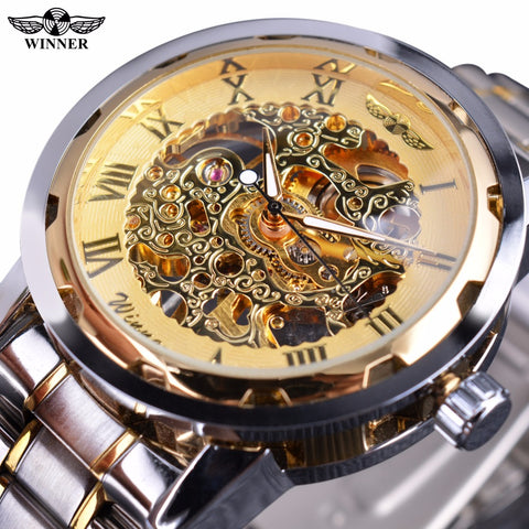 Winner Lavish Classic Design Mechanical Watch with Transparent Case